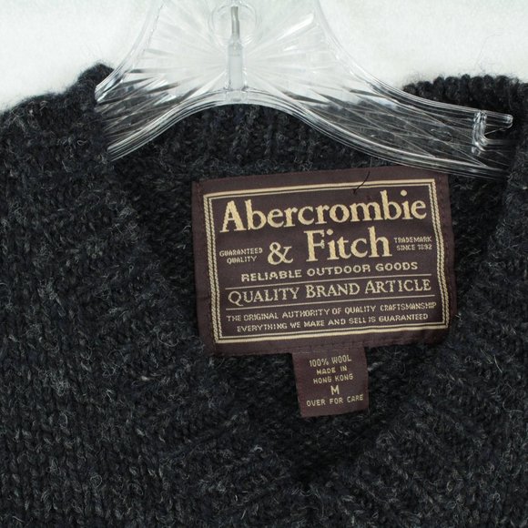 Abercrombie & Fitch Sweater Men's Medium 100% Wool Heavy Weight Long Sleeve - Picture 7 of 15